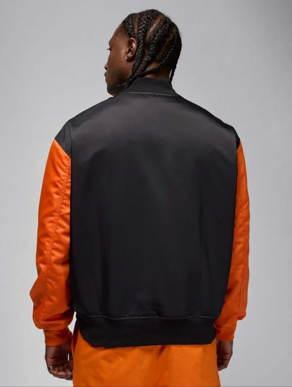 Jordan Black and Orange Satin Varsity Jacket